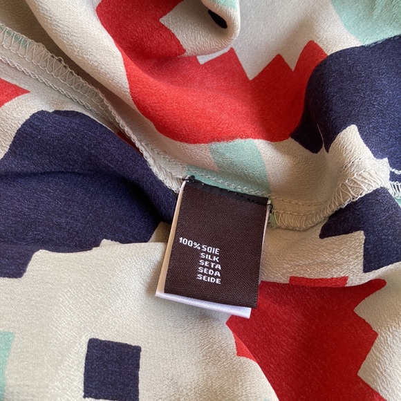 **SOLD** Blue, green, red pattern silk dress - Picture 4 of 8